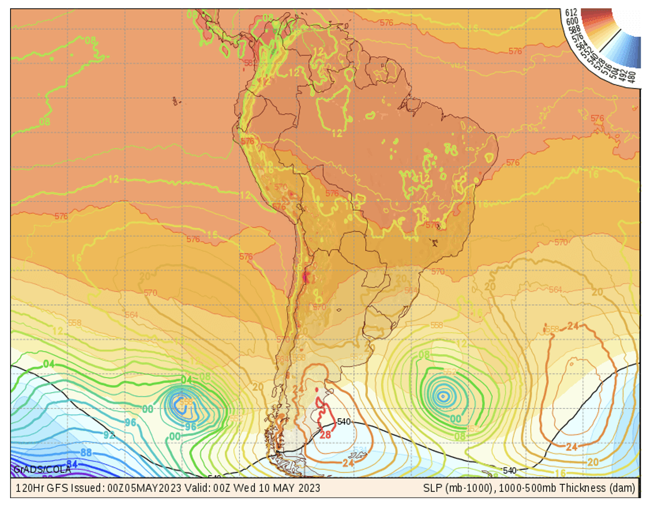 Ciclone previsto para terça-feira, com a ciclogênese começando na segunda (08/05), vai gerar ondulações de SW, rodando pra S e depois SE conforme se afasta do continente.