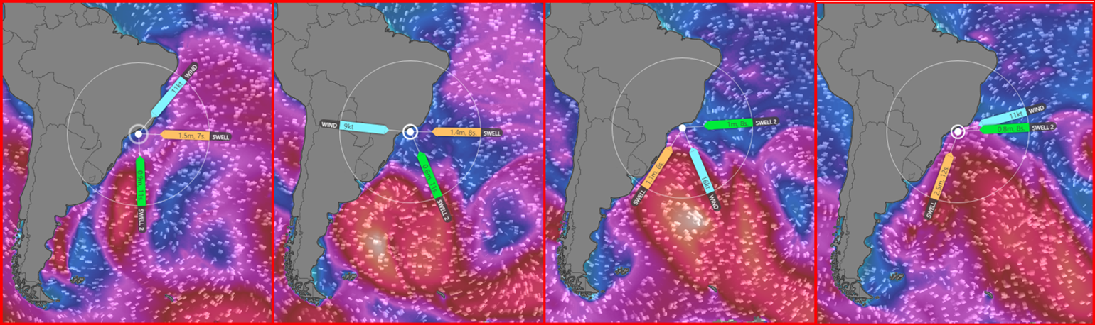 Ciclone extratropical se prepara para rodar na madrugada desse sábado 12/08/2023 e vai gerar ondas de domingo no sul até quarta no nordeste (www.windy.com).