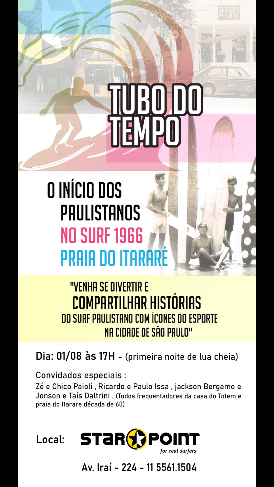 Cartaz do Tubo do Tempo, que acontece hoje em São Paulo.