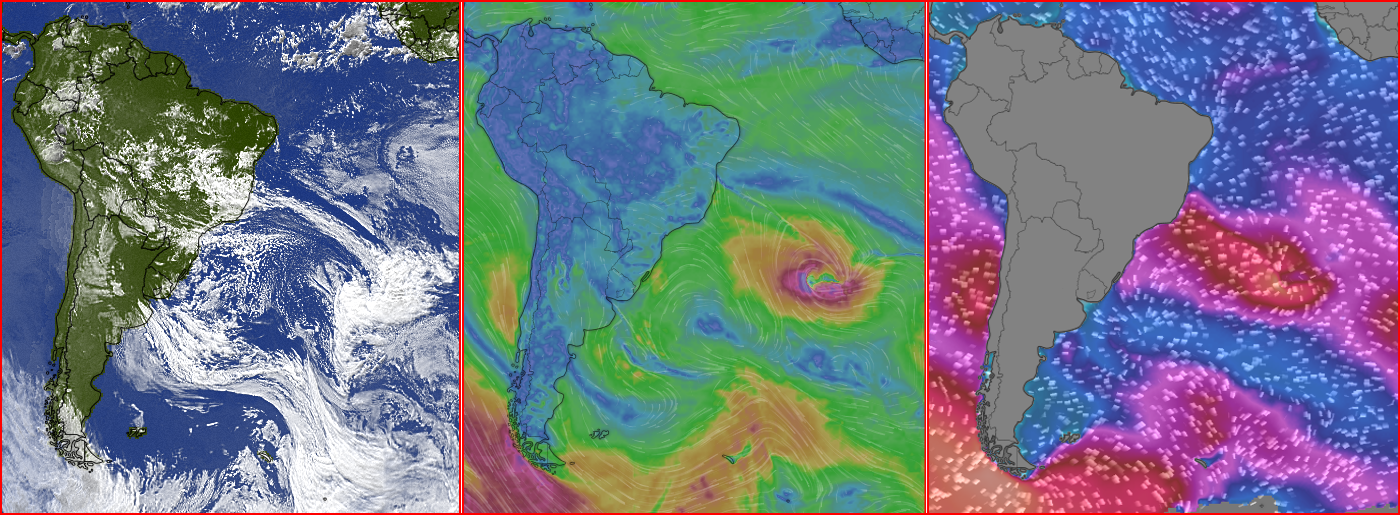 Ondulação de sudeste vira para leste na segunda e terça (www.windy.com).