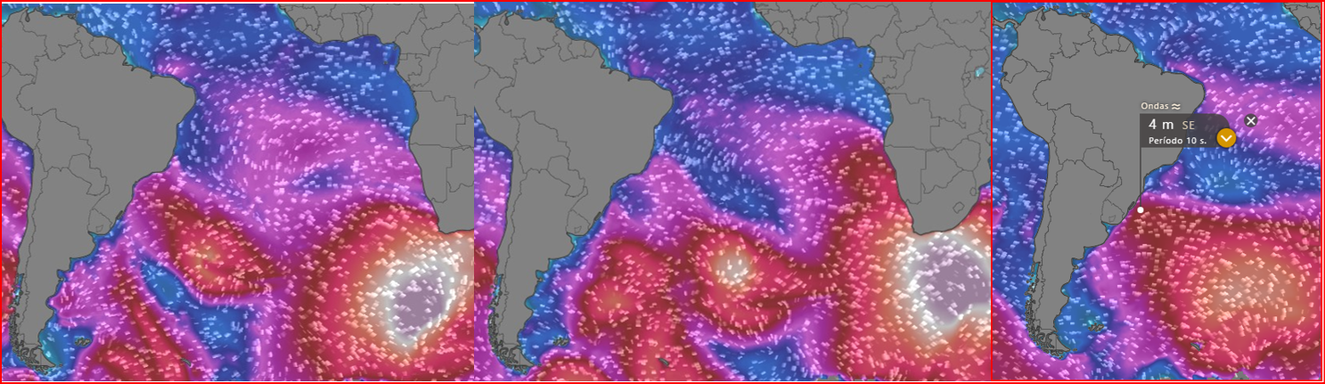 Boas ondas no sábado no litoral capixaba e energia fraca no litoral Nordeste e bem fraca no litoral Norte. 