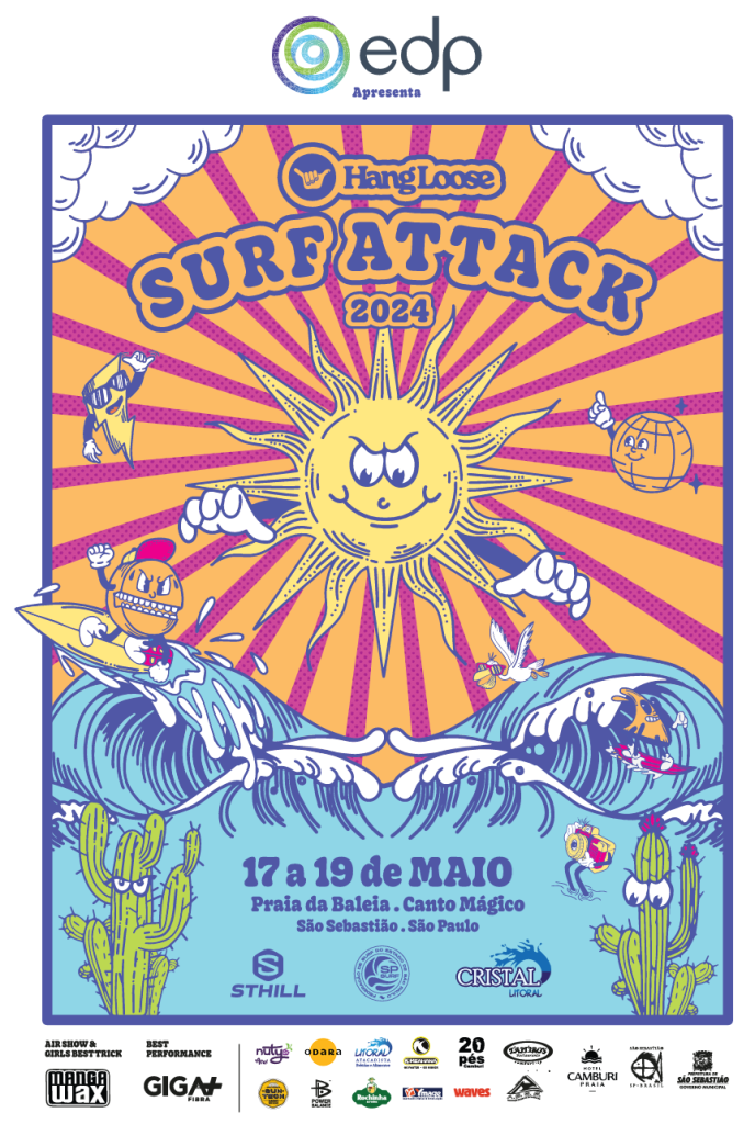 Poster oficial Hang Loose SurfAttack 2024.