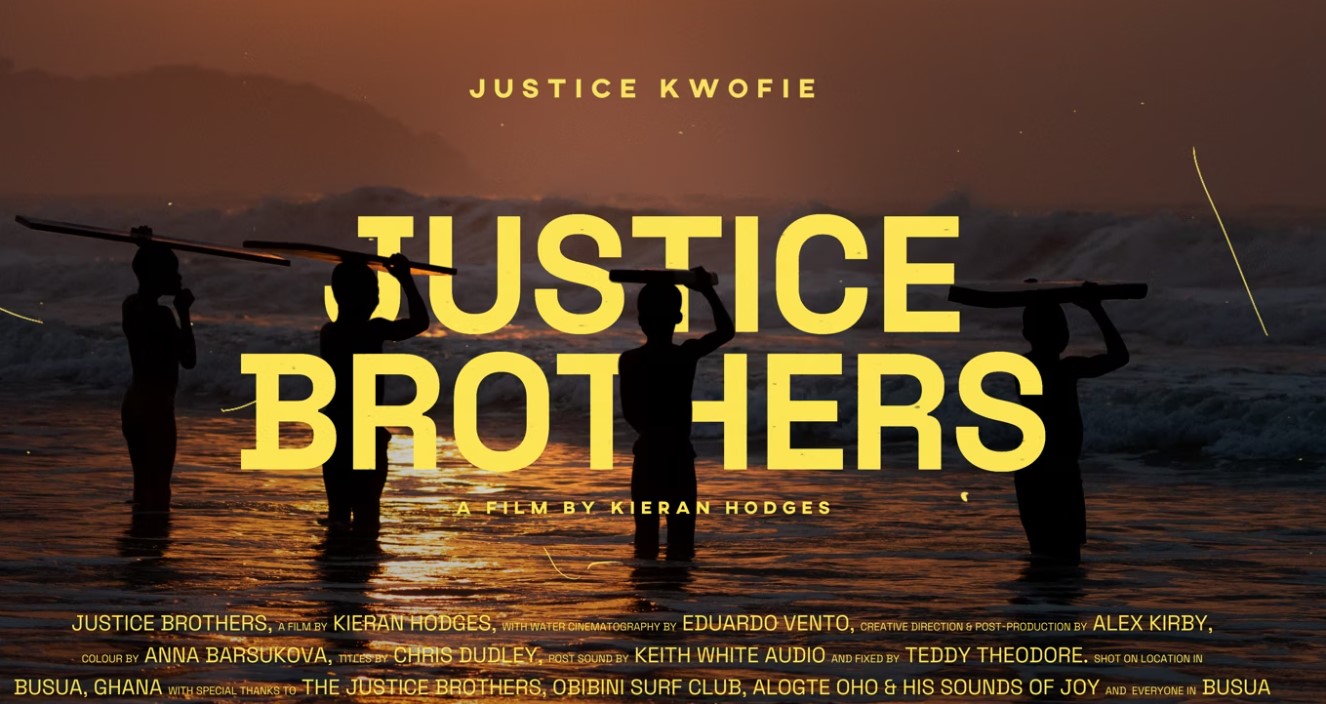 Cartaz filme Justice Brothers - surfe em Gana. 2024.